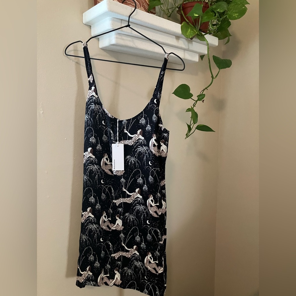 NWT Reformation Puglia Dress — (Black) Champagne Wishes (Size 4)
